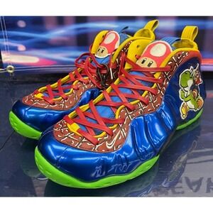 Custom Foamposites 4 of 68 pairs Blue Green Mario Cartoon Mens sneakers size 14